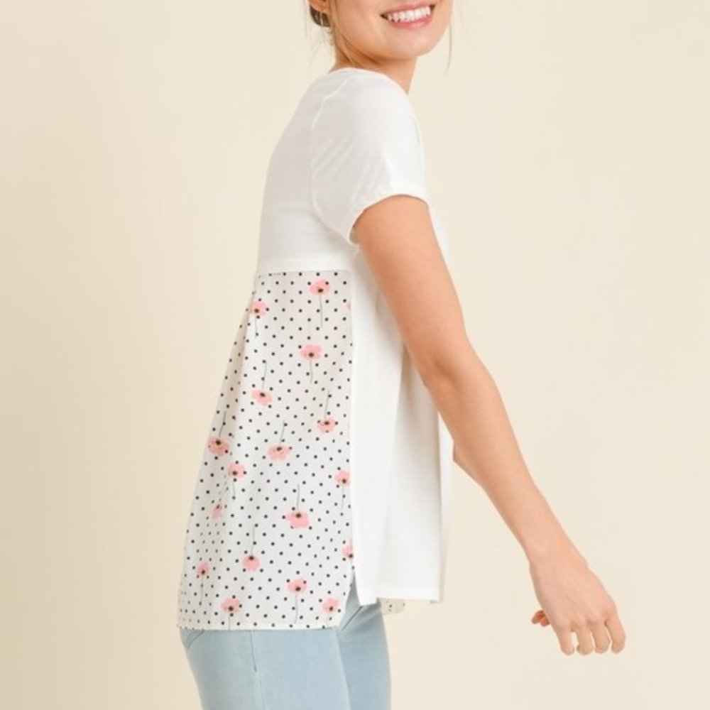 ivory top dots and flower backing